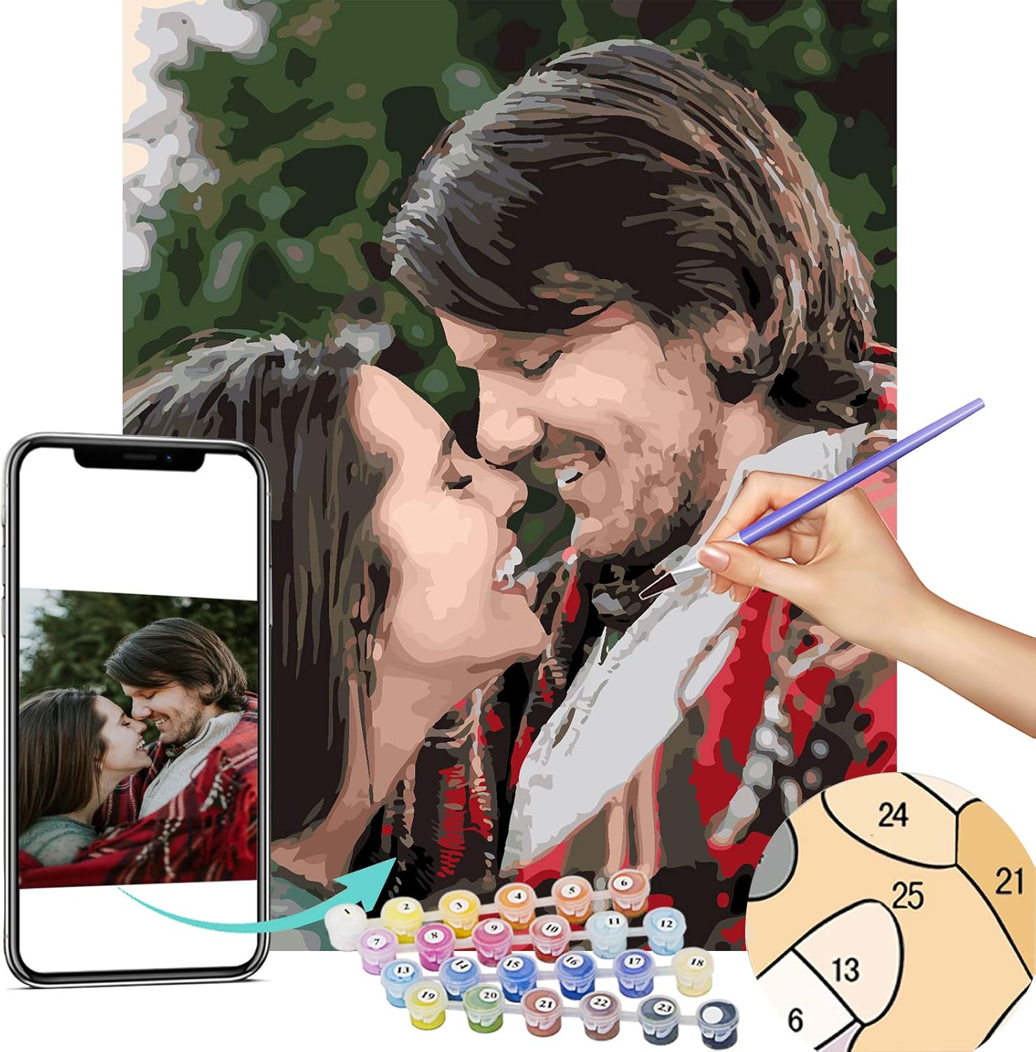 VATO Photo to Custom DIY Paint by Numbers for Adults,Your Own Private Picture Personalized Customized PBN, No Frame (16" x 16")
