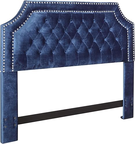 Miniatura 7 de Iconic Home Chava Headboard Velvet Upholstered Button Tufted Double Row Silver Nailhead Trim Modern Transitional, Twin, Taupe