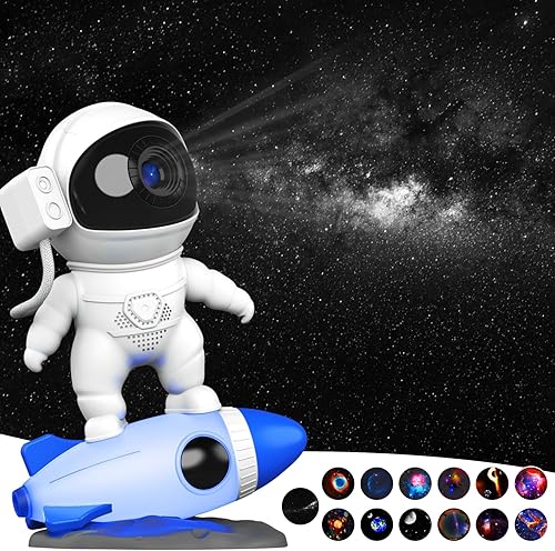 Miniatura 1 de Proyector de estrellas, proyector de galaxia planetario 13 en 1, proyector de astronautas para dormitorio, proyector de luz nocturna estrellada con