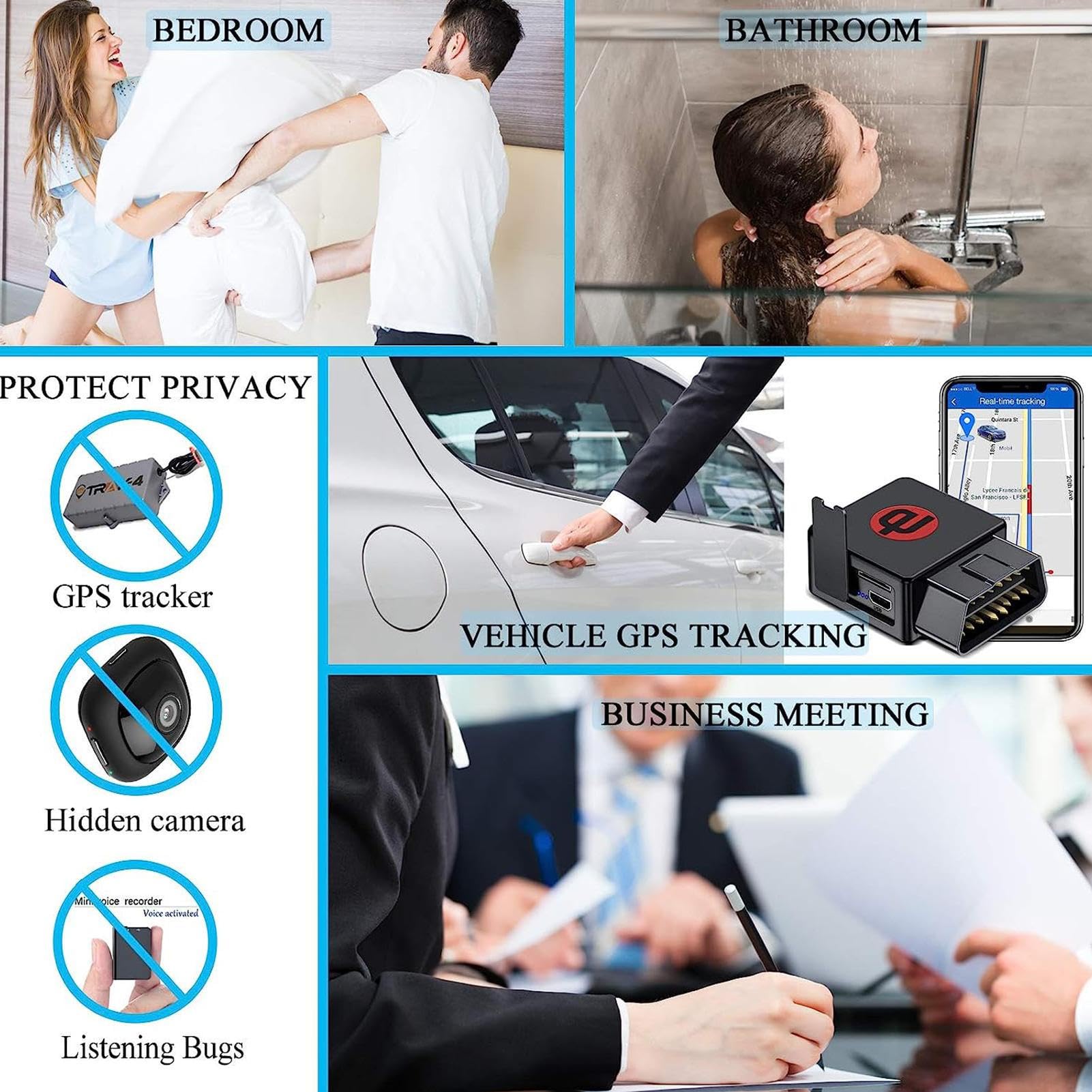 Rilevatore GPS su Auto | Signal Scanner Camera Detector Finder - Scanner di Segnale, rilevatori di dispositivi Anti-tracciamento multifunzionali per l'ascolto