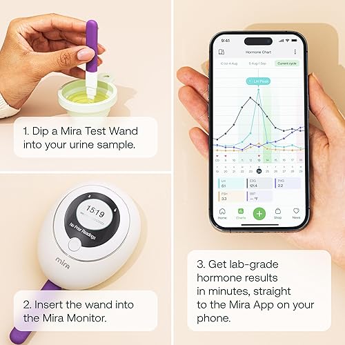 Miniatura 5 de Mira Fertility MAX Varitas, Tiras de prueba de ovulación para mujeres, Monitorear y detectar la ovulación en casa, Rastrear PdG, LH y E3G, Usar