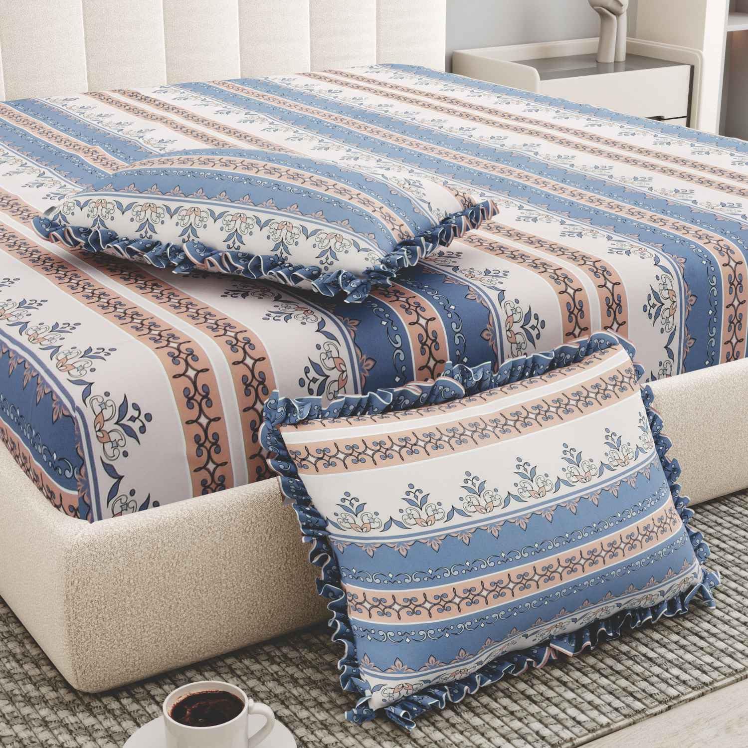 Boho Fitted Bedsheet - Yellow Abstract Design -22