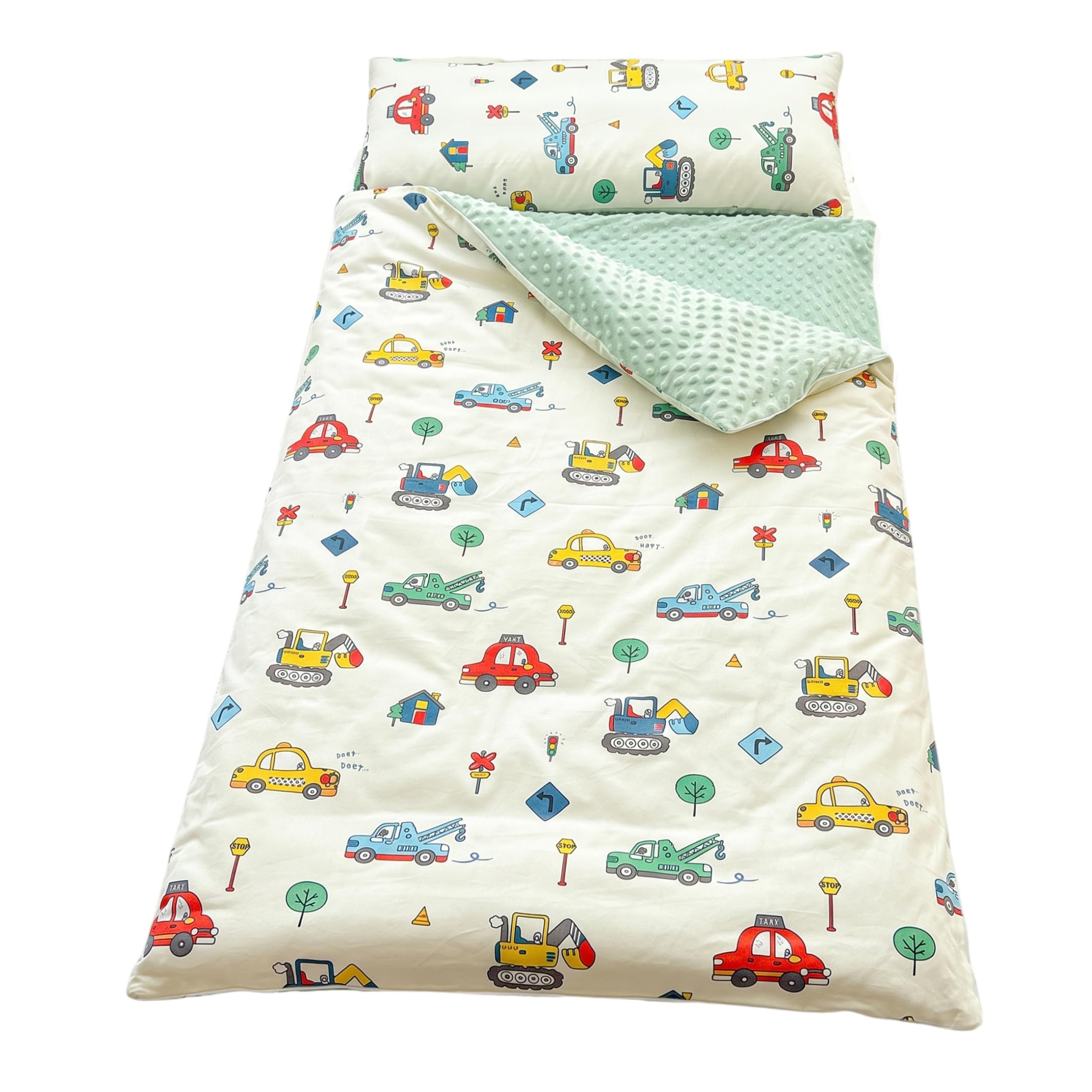 Schlafmatte für Kleinkinder mit Kissen und Decke, gerollte Schlafmatten, Schlafsäcke für Jungen und Mädchen, Kinderschlafsack für Kindertagesstätten, Vorschulreisen, Camping