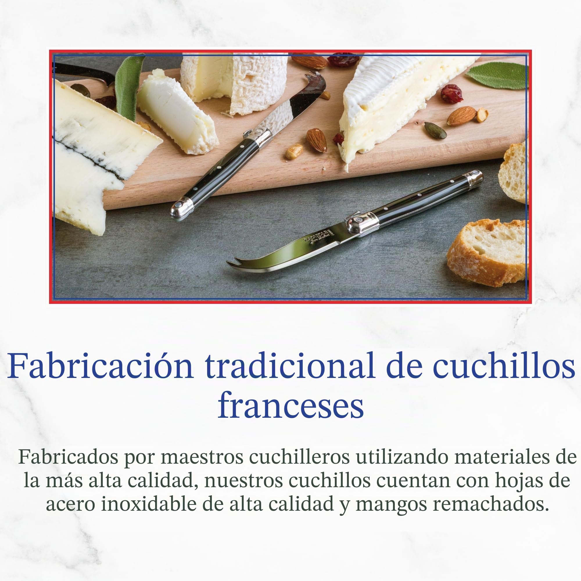 Laguiole Jean Dubost 97455 - Estuche con 4 Cuchillos para Untar (Mango de plástico ABS), Multicolor