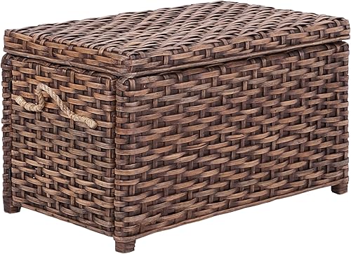 Miniatura 7 de happimess HPM9003D Jacob - Baúl de almacenamiento de mimbre tejido a mano de 31.5 pulgadas, negro envejecido, plegable para almacenamiento plano,