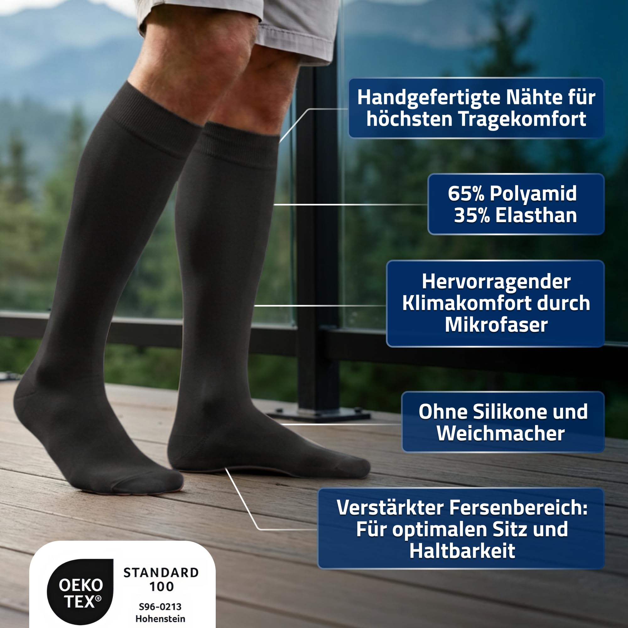 Juzo Soft AD medizinische Kompressionsstrümpfe mit Fußspitze – Seeger Edition, Wadenstrümpfe Kompressionsklasse 2 für Damen & Herren