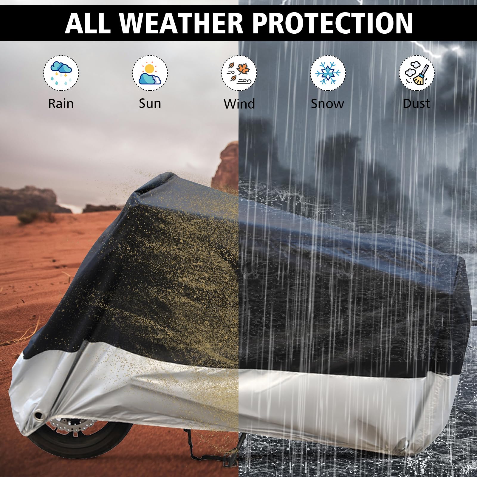 Copertura per bicicletta di carico, impermeabile | tessuto Oxford 420D, impermeabile, resistente ai raggi UV e agli strappi, 285 x 65 x 115 cm