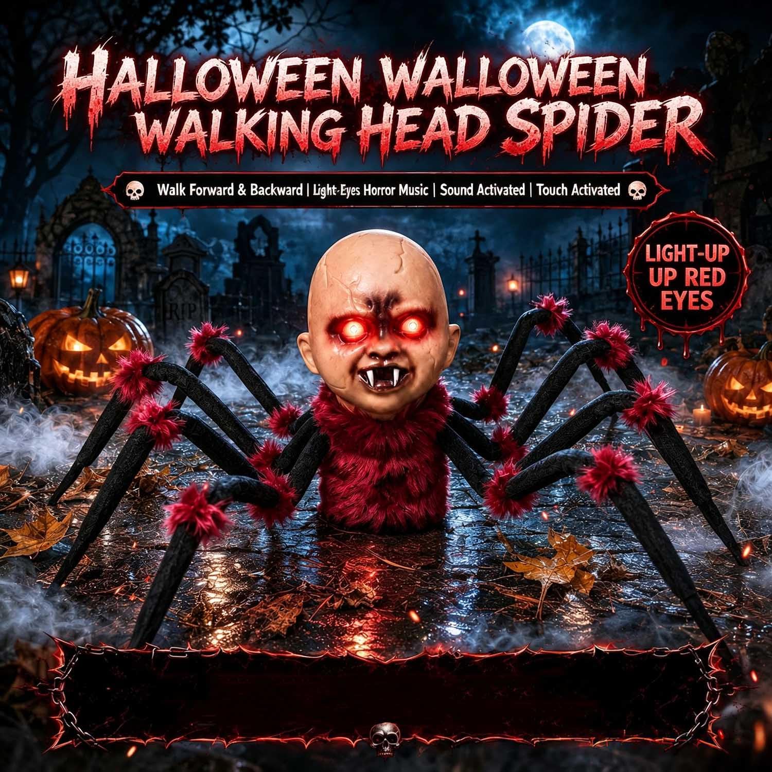 Ragno di Halloween Animatronic,Decorazioni Cimitero di Halloween Esterno