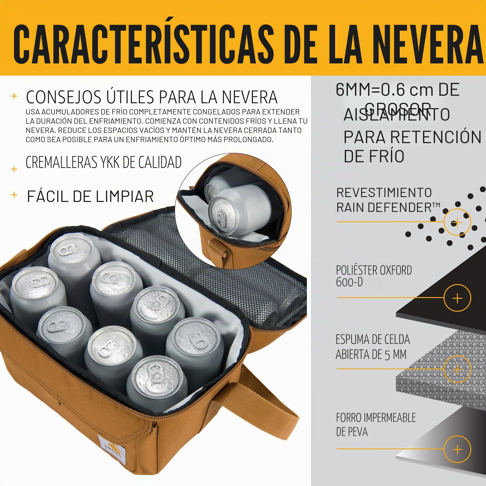 Carhartt Lonchera con dos compartimentos para 12 latas, duradera, totalmente aislada para mujeres y hombres, lonchera grande (grava) | Lonchera de dos compartimentos duradera, totalmente aislada para mujeres y hombres, lonchera grande