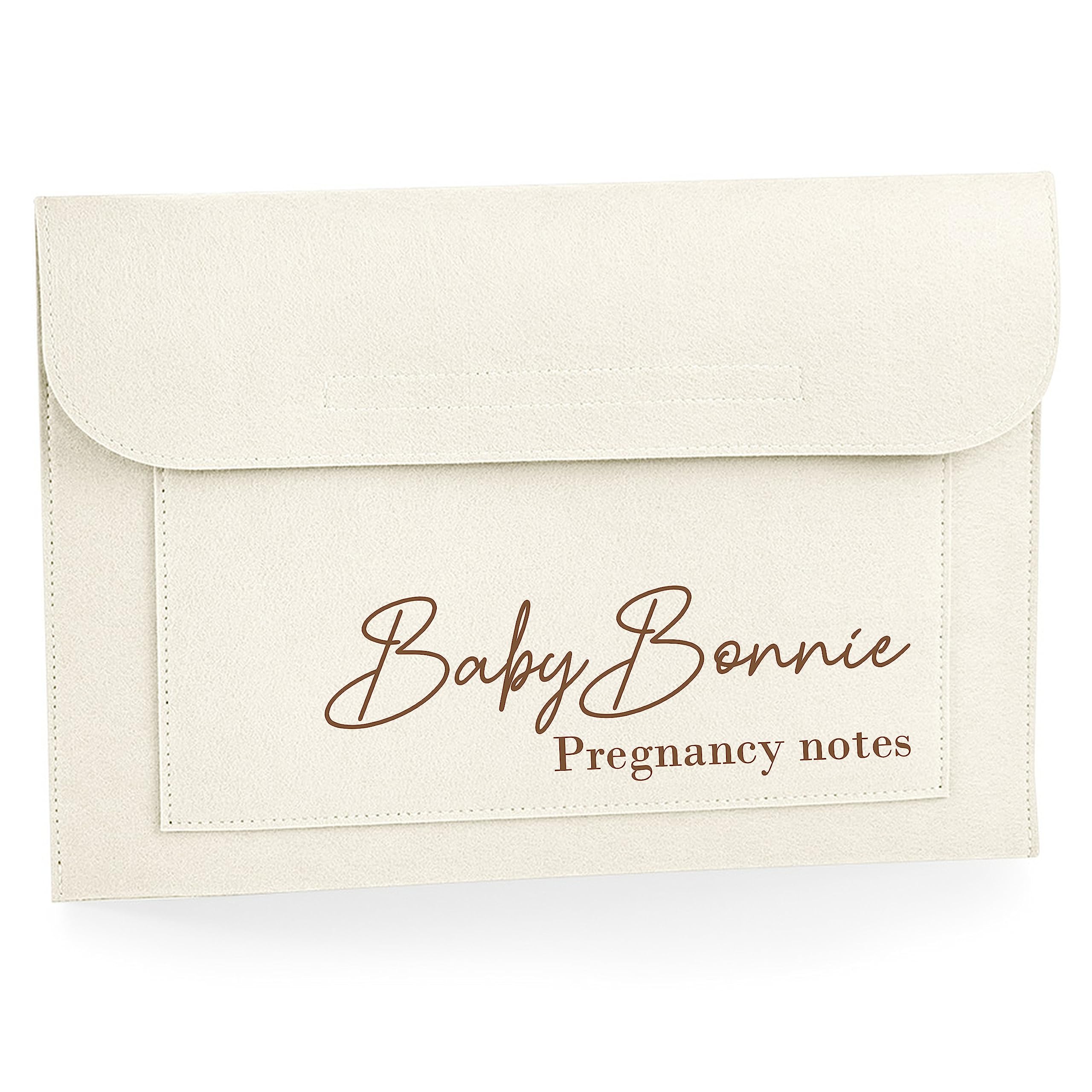 Personalised Beige Text Pregnancy/Maternity Notes Document Folder - Keep NHS Medical Notes Safe - IVF Journey