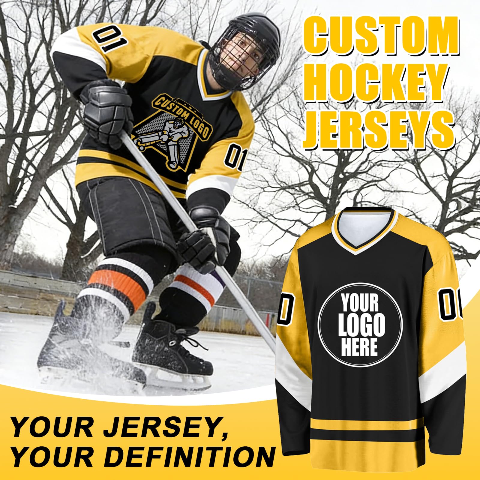 Maillots de Hockey Personnalisés avec Logo, Nom d'Équipe et Nom Personnel