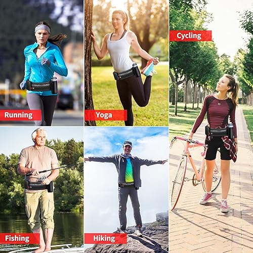 Miniatura 6 de Cinturón de hidratación para correr para mujeres, hombres y correr, con soporte plegable para botella de agua para caminar, sin rebote ajustable,
