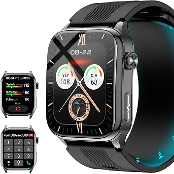 Smart Watches for Men Women with Airbag Cuff, Health Watch with 24/7 Blood Pressure/Heart Rate/Blood Oxygen/Sleep Monitor, SOS, 2.06" AMOLED Display Fitness Tracker Watch for Android iPhone