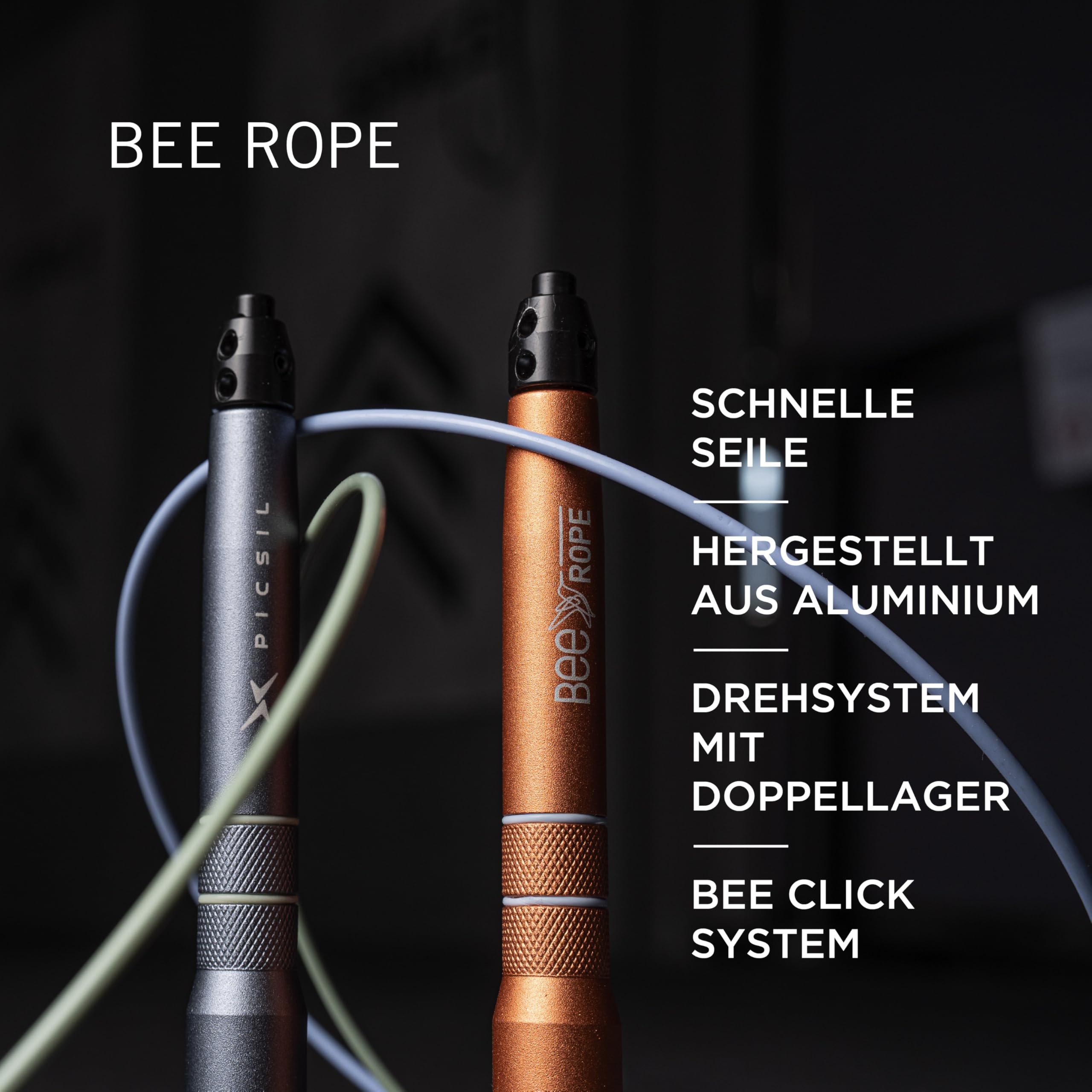 PICSIL - Springseil BEE, Leichtes und Verstellbares Speed Rope, Verstärktes Kabel, für Cross Training, Fitness und Double Unders