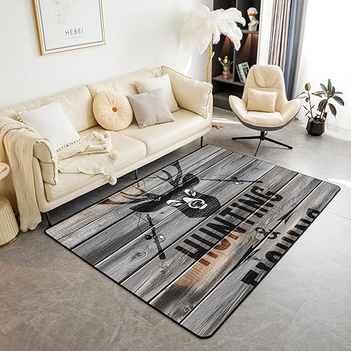 Alfombras de ciervos para sala de estar, dormitorio, niños, alfombra rústica de pesca y caza, 5 x 7 pies, para mujeres y hombres, casa de campo, con disponible en Yaxa Guatemala