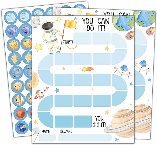 10 gráficos de recompensas de astronautas del espacio exterior con 216 calcomanías redondas, tabla de comportamiento de incentivos para niños en el