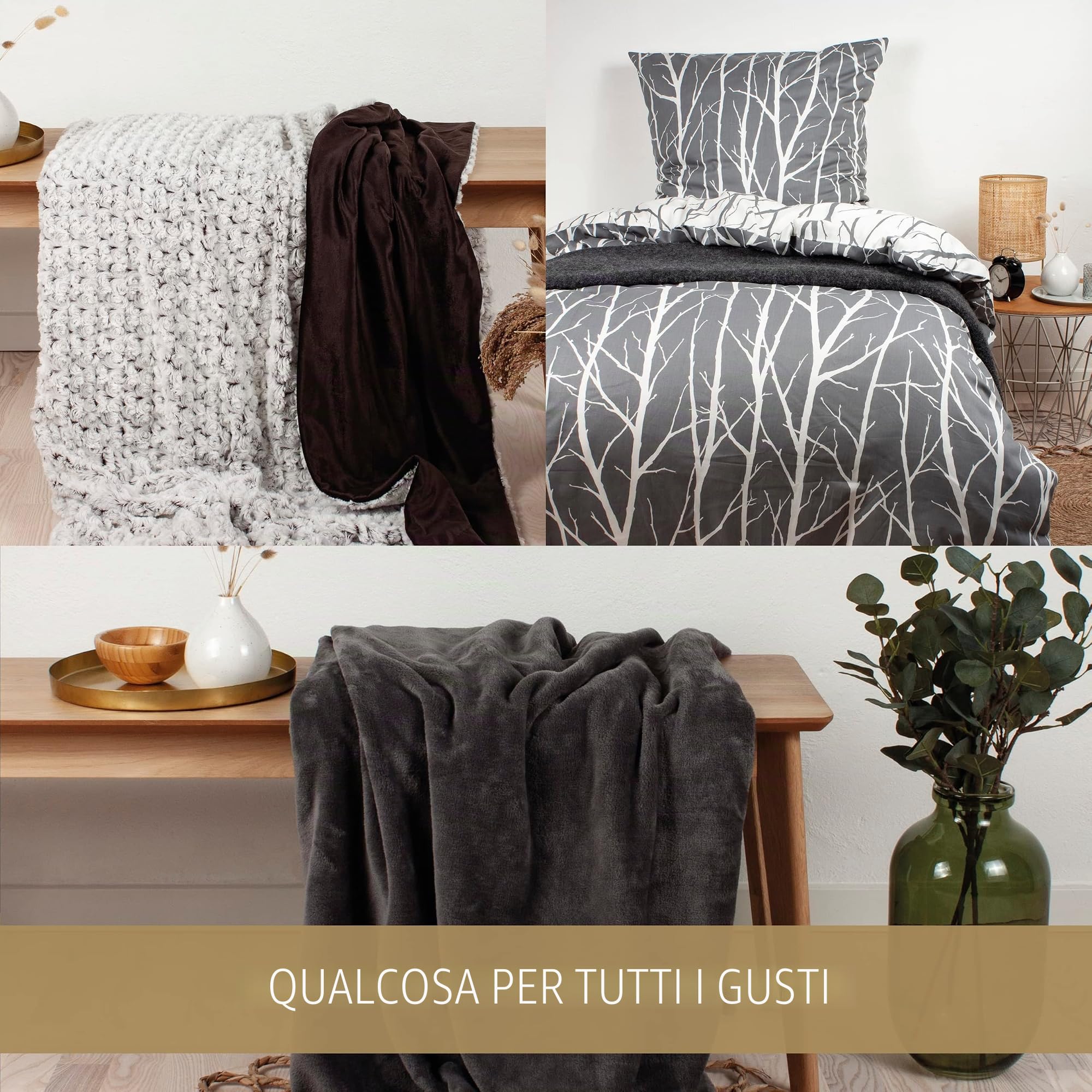 Arctic Toke - Coperta in lana, plaid, design stile scandinavo, 100% lana vergine con sigillo Woolmark, 130 x 200 cm, colore beige