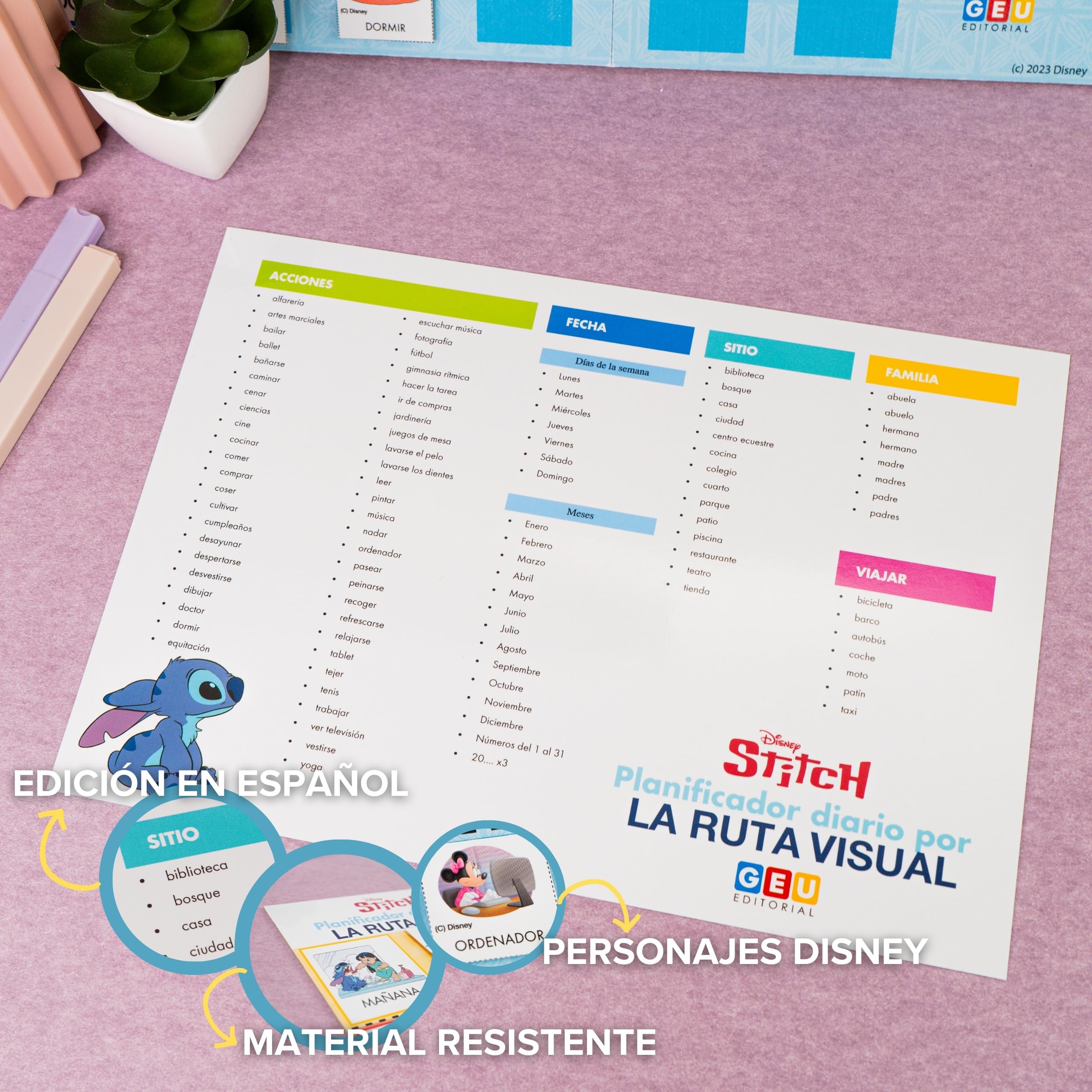 Pictogramas Autismo Español | Panel Rutinas | Pictogramas Rutinas Niños Español | Planificador Visual Editorial GEU Stitch (Diario Disney (español))