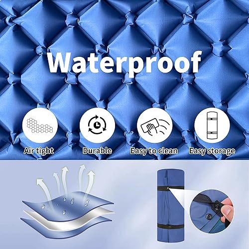 Miniatura 4 de ONTYZZ Colchoneta inflable ultraligera para dormir inflable con almohada y bomba de pie integrada para senderismo, viajes, campamento, gris