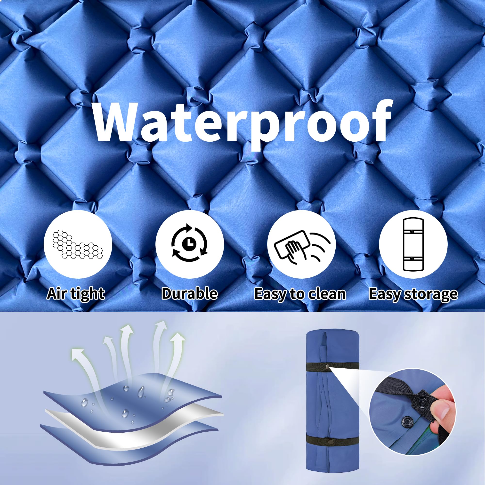 ONTYZZ Materassino Autogonfiante Per Campeggio - Leggero, Impermeabile, Con Pompa A Piede, Verde