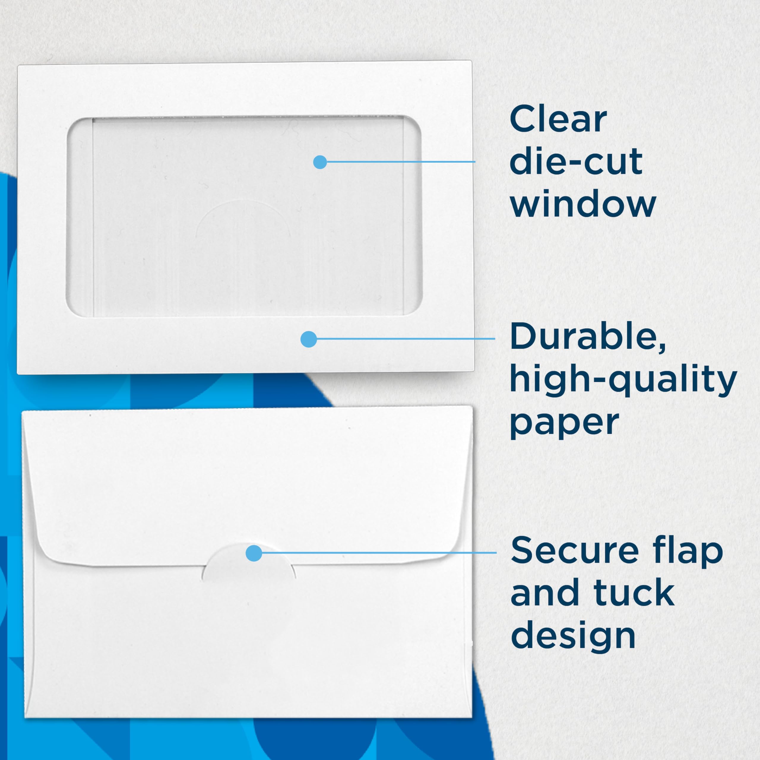 Guardian Gift Card Envelopes with Clear Window, Pack of 100 Blank Small Envelopes for Gift Cards, Business Cards, Key Cards, and More, 2 ½ Inches x 3 ⅝ Inches, White