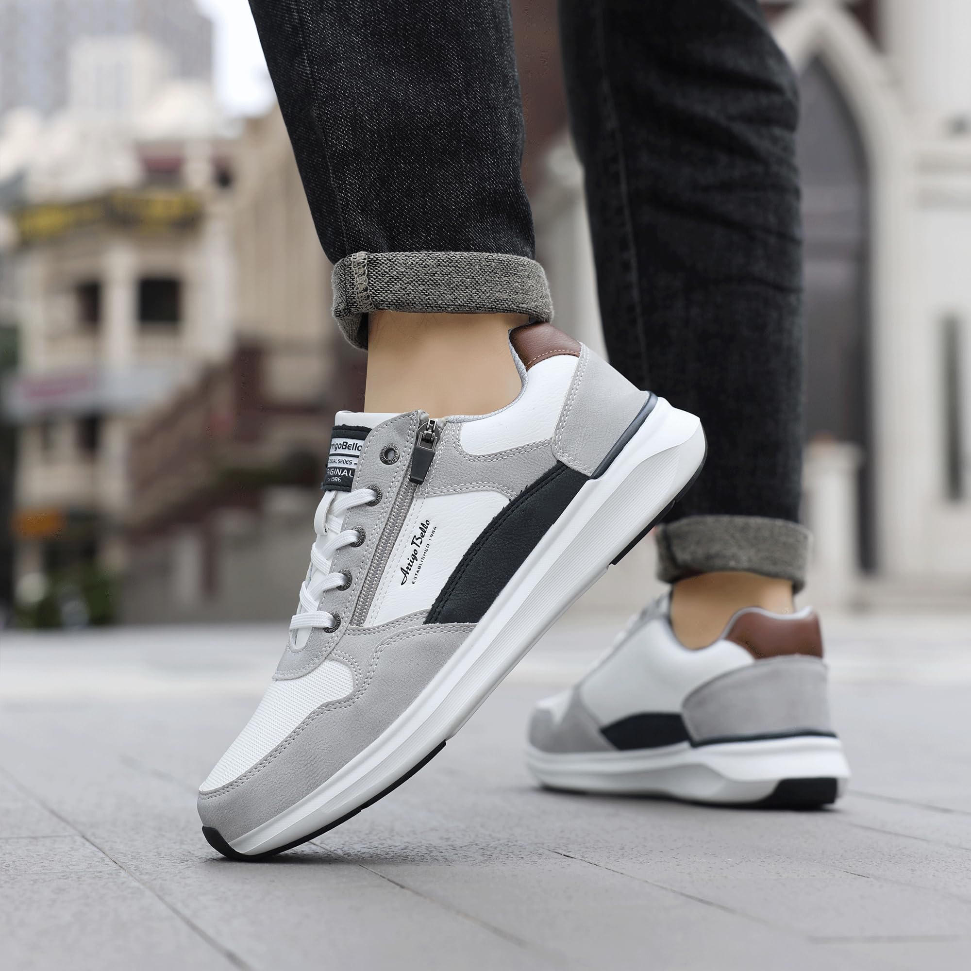 Zapatillas Hombre Zapatos Vestir Casual Sneakers Deportivas | Correr, Gimnasio, Trabajo, Senderismo, Con Cremallera, Transpirables, Antideslizante, Moda