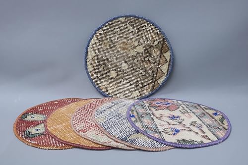 Miniatura 1 de Juego de seis manteles individuales rojos, Alfombra Supla, Mantel individual étnico, Alfombra Supla, Juego de seis, Mantel individual de la alfombra,