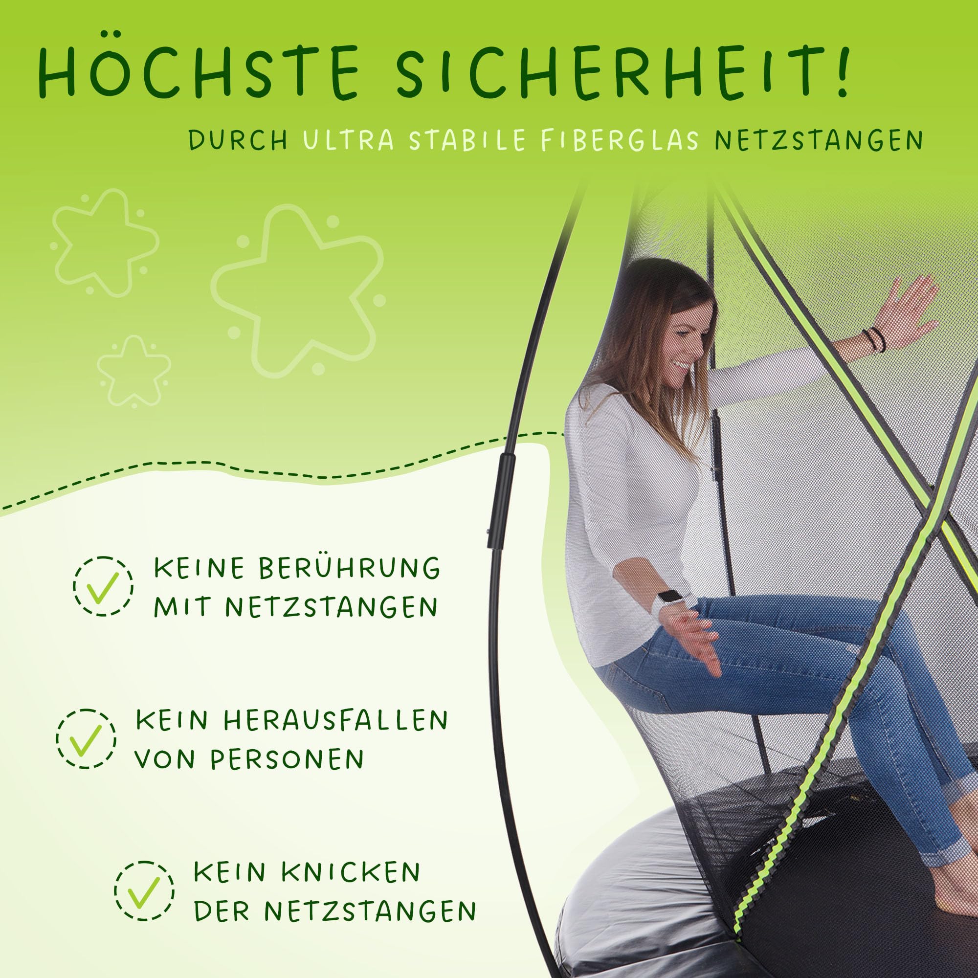 KINETIC SPORTS Trampolin Outdoor 'Ultimate Pro' Ø 244/305/366/427 cm – Kindertrampolin mit Leiter, Fieberglas-Netz, Gartentrampolin im Kürbis-Design, bis zu 160 kg, Schwarz