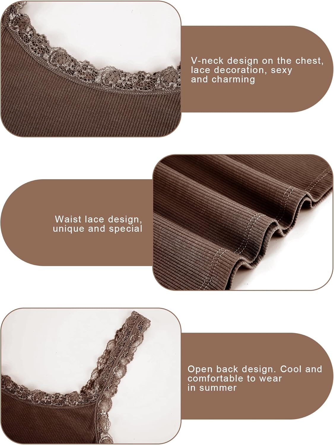 4 Pack Camisole for Women Lace Tank Tops Cami Soft Comfy Tank Cami Undershirt Lace Straps Top for Girl Women - Image 4