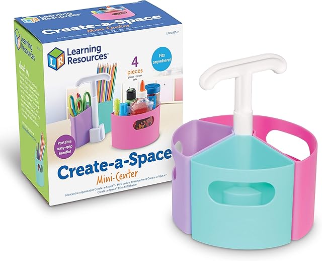 Learning Resources Create-a-Space Storage Mini Centre (Pastel) Classroom Craft Keeper, Maker Space, Small Space Storage, Teacher Organiser, Home Office Storage, 4 Piece Set