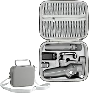 Osmo Mobile 7/8/7P Case,Portable PU Shoulder Bag for DJI OM 7/8/7P Gimbal,with Mesh Interior, Protective Travel Carrying Case,Light Gray
