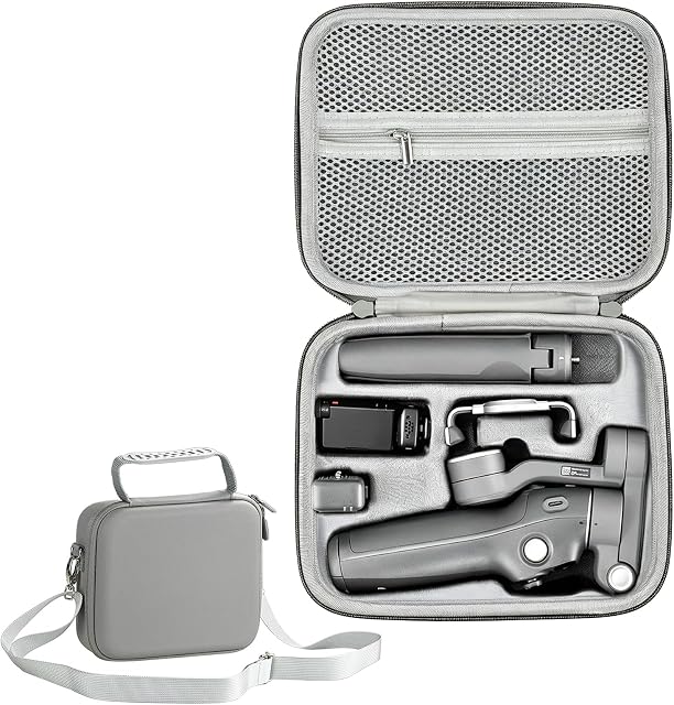 Osmo Mobile 7/8/7P Cas, Portable PU Sac à épaule pour DJI OM 7/8/7P Gimbal, avec Mesh intérieur, étui de transport de protection, Gris clair