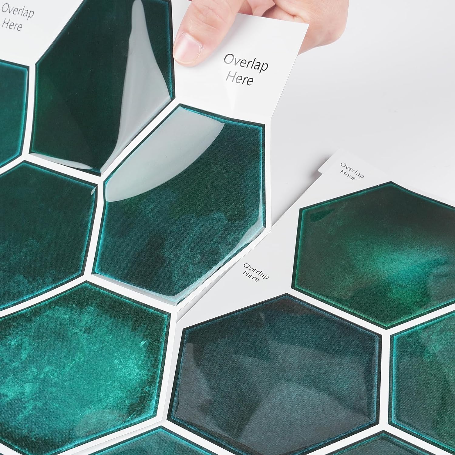 Livelynine 16pcs Dark Teal Green Tile Stickers Peel and Stick Backsplash Tiles for Kitchen Wall Behind Stove Sticky Wall Tiles for Bathroom Shower Self Adhesive Back Splashes Stick on Tile 12X12