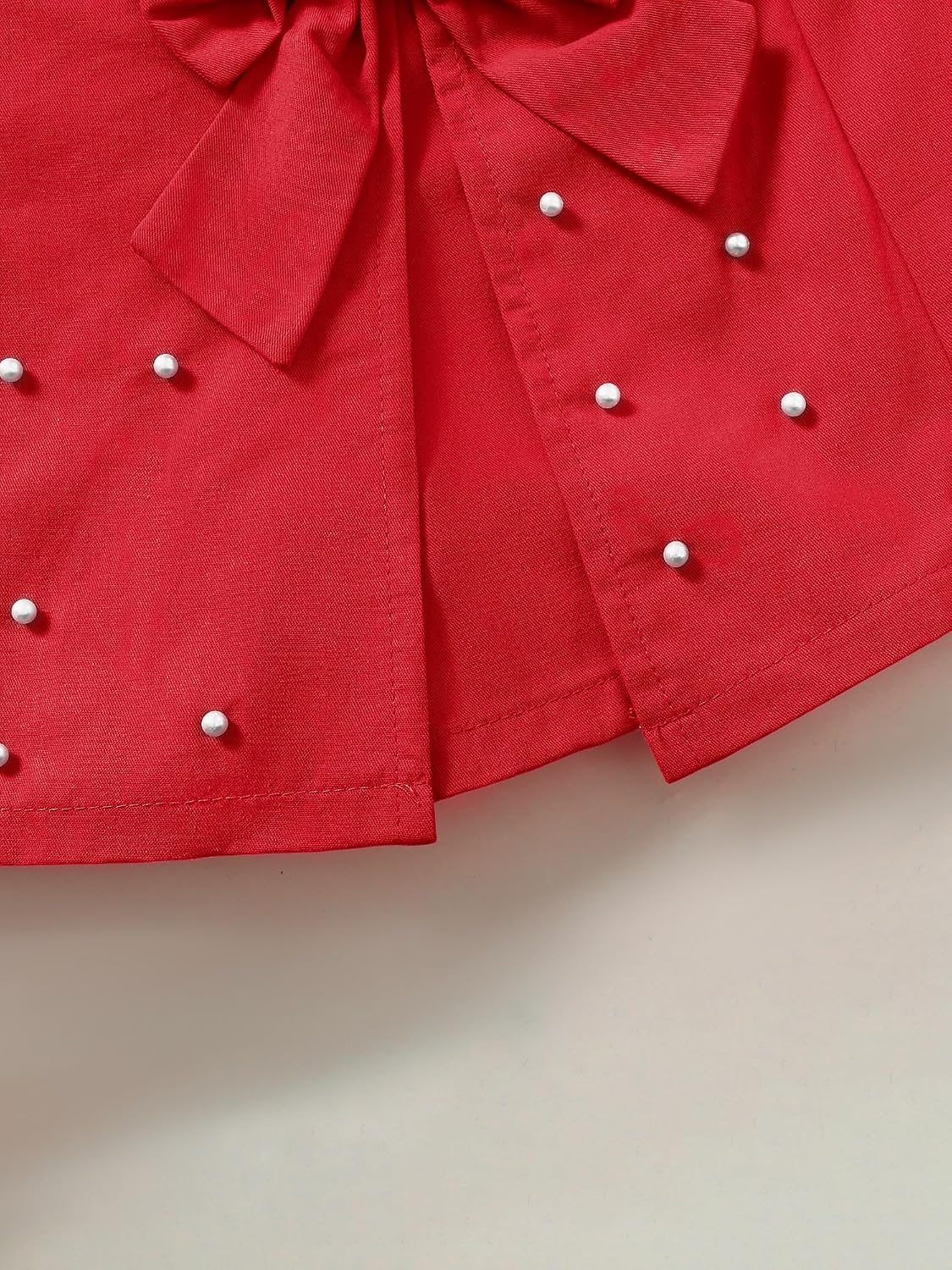 Girls Skirts Cute Pearl Bow Front Side Split Cotton A-Line Elastic High Waisted Straight Leg Skort Summer