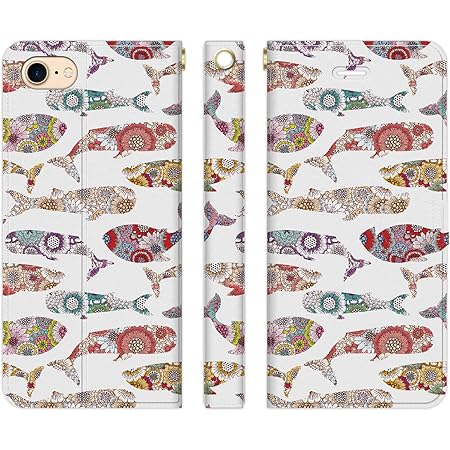 Amazon Co Jp Ruuu Iphone8 Iphone7 Iphone6s 兼用 手帳型 Iphoneケース スマホ ケース カバー くじら柄 ホワイト 鯨 花 花柄 はながら フラワー クジラ 魚 さかな柄 北欧テイスト おしゃれ きれい かわいい ガーリー プレゼント ギフト レディース 女性 Iphone7s