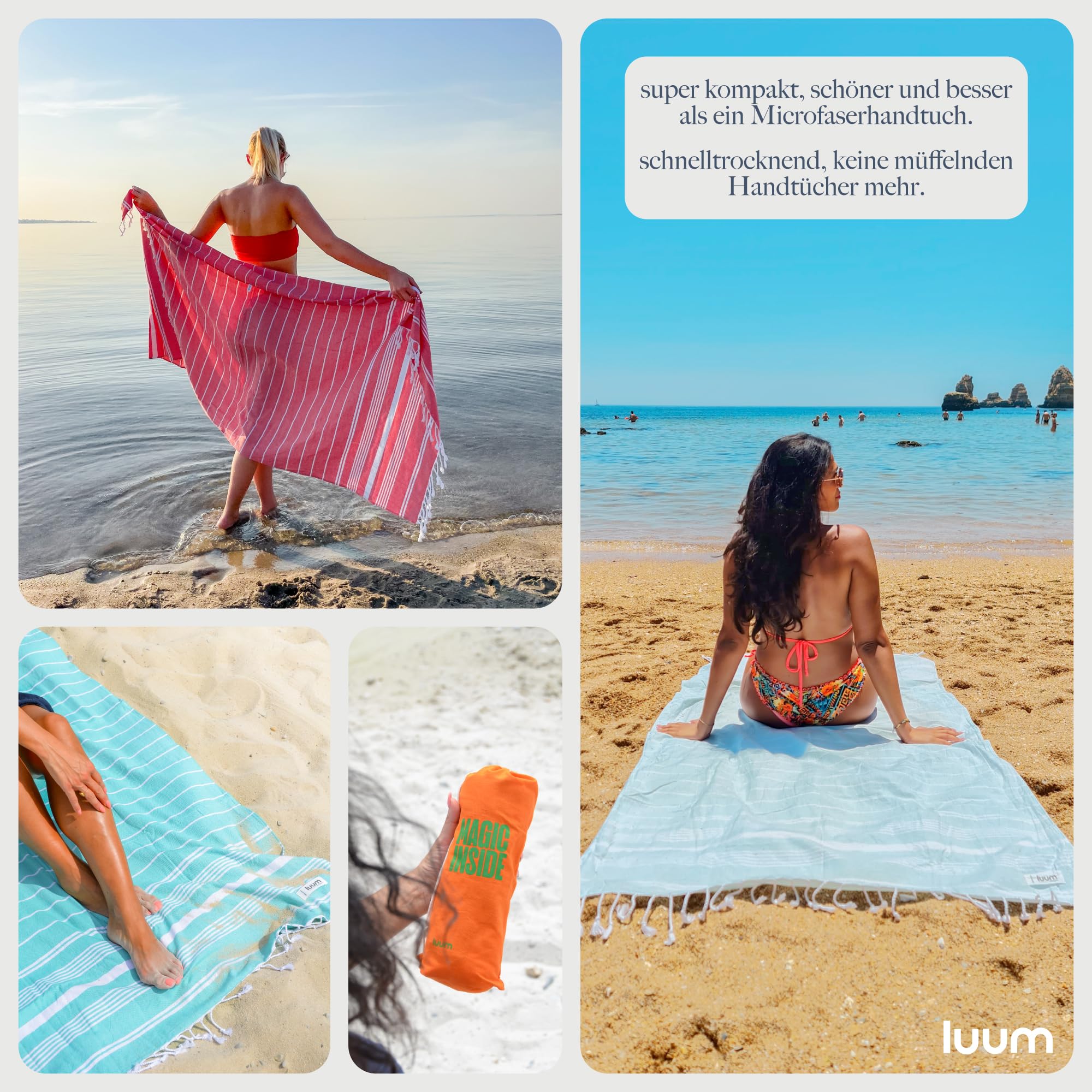 Luum® Telo mare XXL da donna e uomo, grande asciugamano da sauna, asciugamano da yoga, telo da spiaggia, asciugamano da sauna, asciugamano da viaggio, telo turco, in confezione regalo