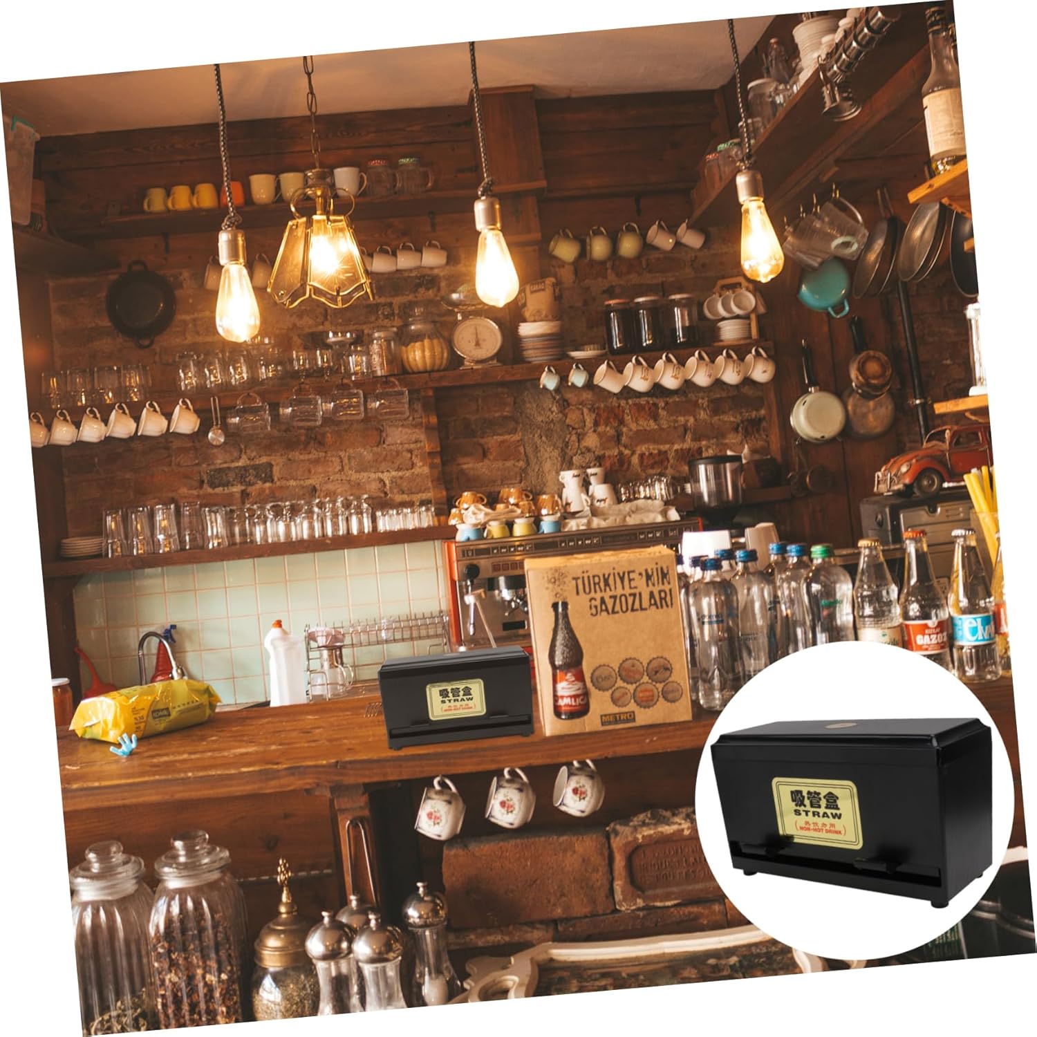 1pc Straw Storage Box Straw Dispenser Box for Restaurants and Coffee Shops Compact Pressing Type Design for Various