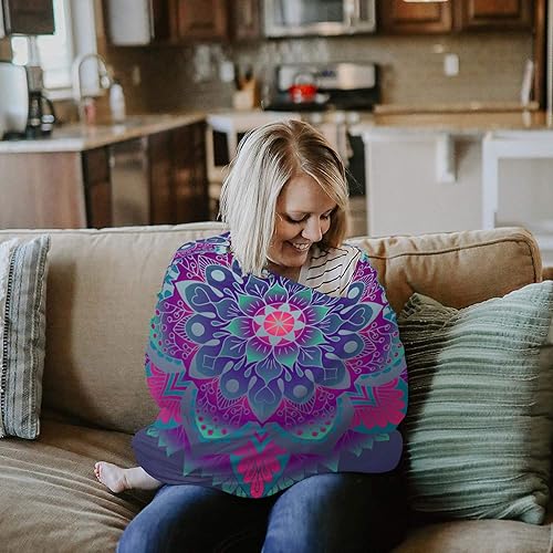 Miniatura 4 de Funda de lactancia para bebé, toldo para asiento de automóvil, diseño de mandala de flores bohemias, transpirable, para privacidad, para lactancia