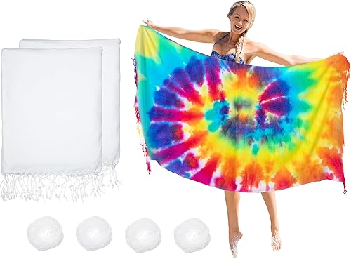 Dielianyi 2 toallas de playa turcas para teñido anudado, toallas de playa blancas de gran tamaño para fiestas de teñido anudado, 71 x 39 pulgadas,