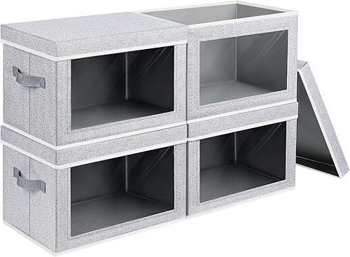 Homsorout Contenedor de almacenamiento plegable, contenedores de almacenamiento con tapa, organizador de armario de mano con ventana, contenedores Homsorout Contenedor de almacenamiento plegable, contenedores de almacenamiento con tapa, organizador de armario de mano con ventana, contenedores