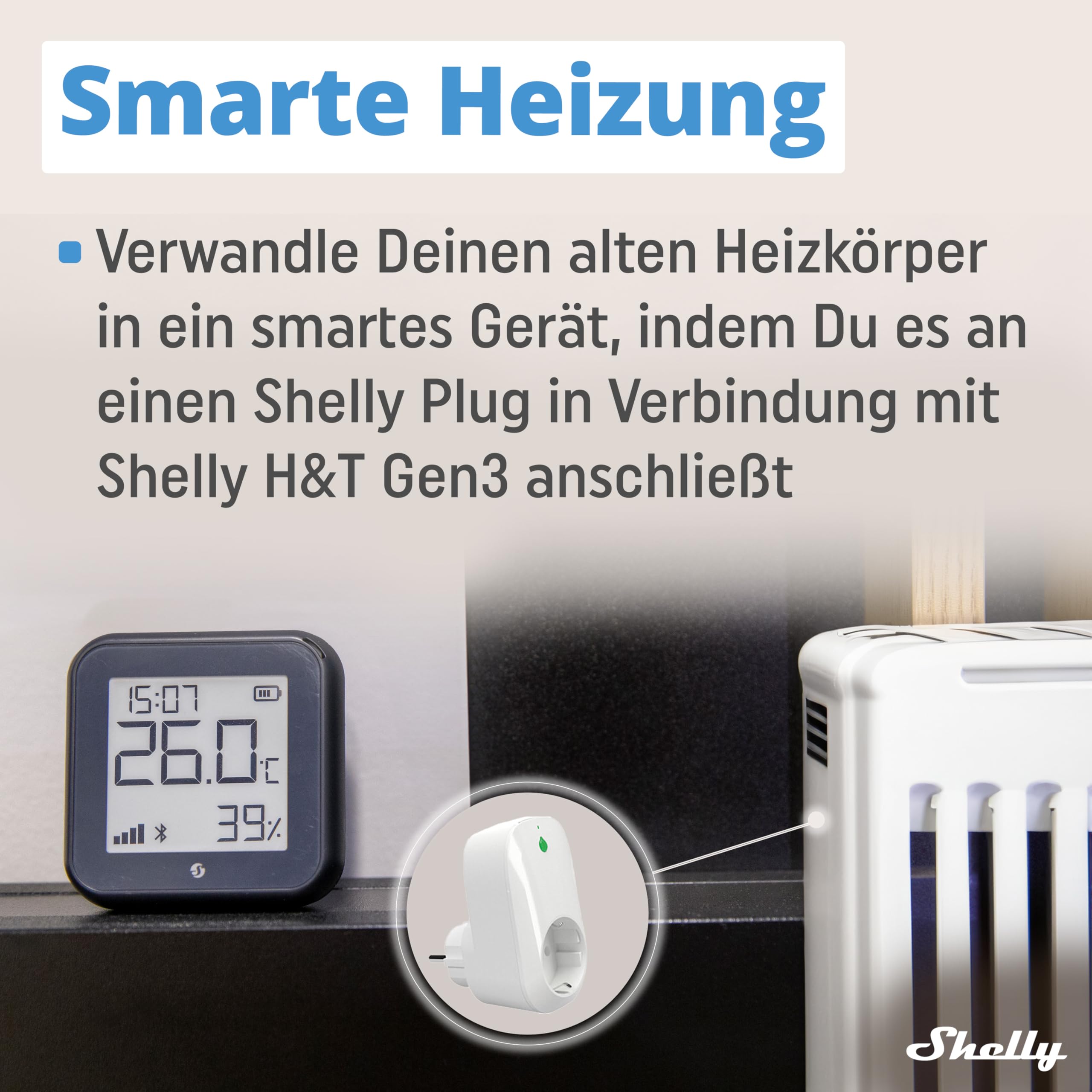 Shelly H&T Gen3 Schwarz | WLAN Smart Temperatur- und Feuchtigkeitssensor | Fernsteuerung | Smarte Szenen | Benachrichtigungen | Datenspeicherung | Kein Hub Erforderlich | Alexa & Google Home