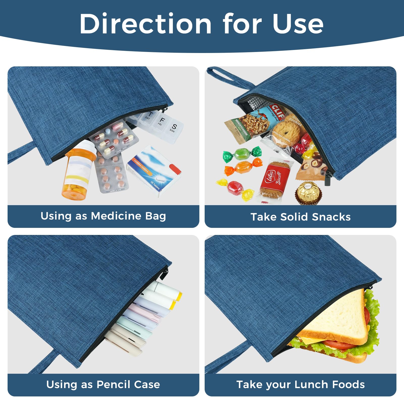 Moyad Lunchtasche Blau Thermotasche 4er Set wiederverwendbar 20 x 20 cm