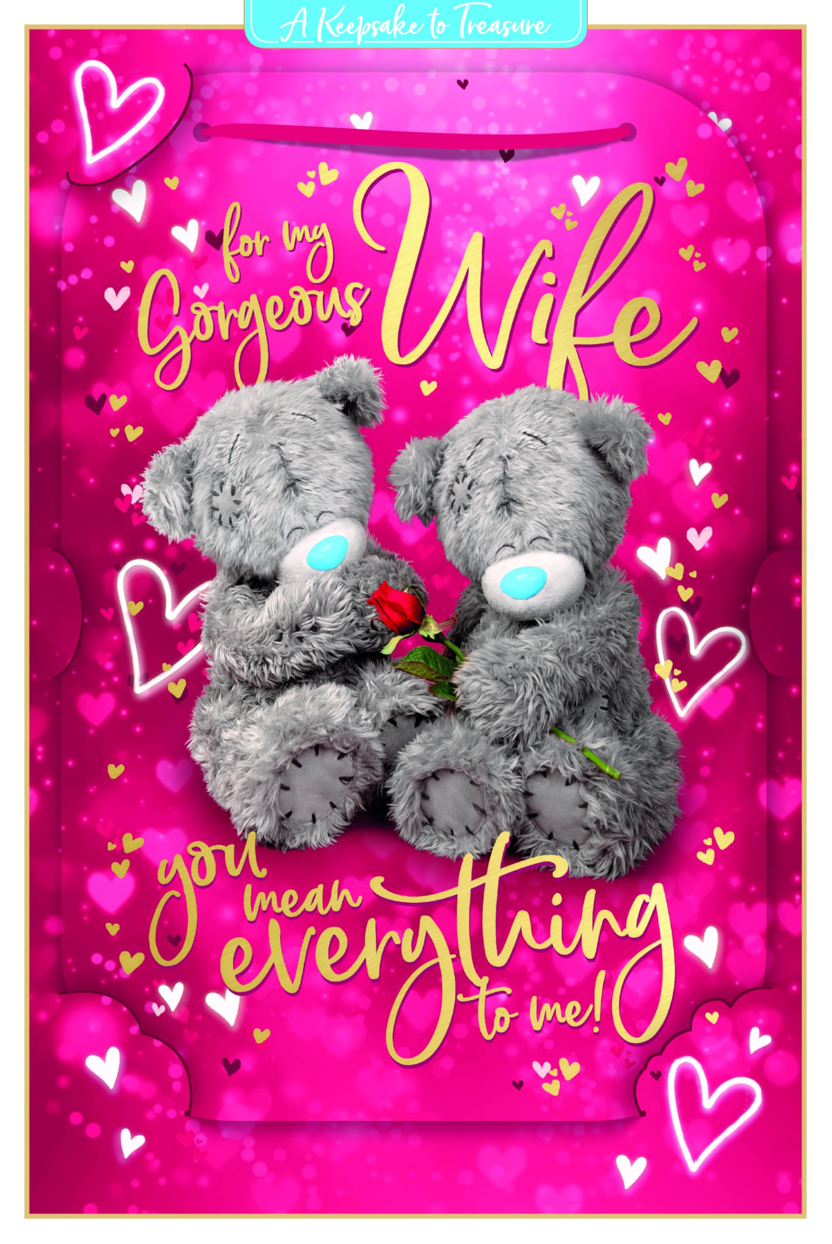Me To You Tatty Teddy Valentine's Day Luxury 3D Keepsake Card 'For my Gorgeous Wife' 6 x 9 - Official Collection