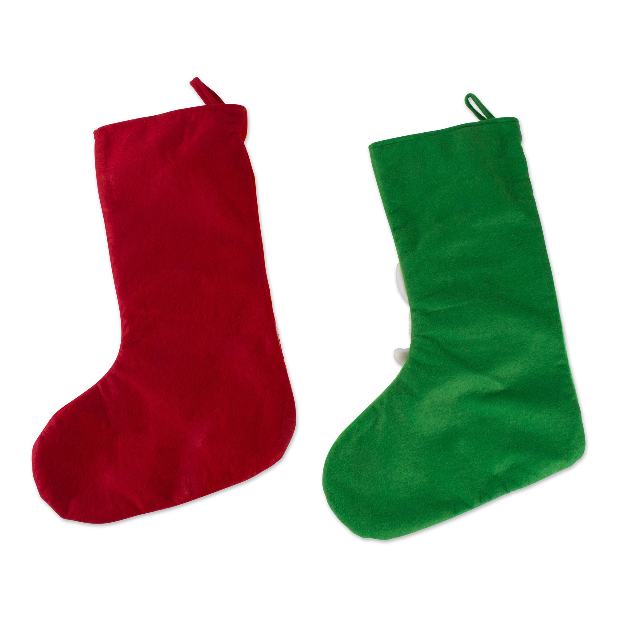 DII Dekoratives Weihnachtsstrumpf-Set für die Familie Urlaubsdekoration mit Schlaufe zum Aufhängen, Polyester, Filz-Applikation Weihnachtsmann und Schneemann, 21x5, 2