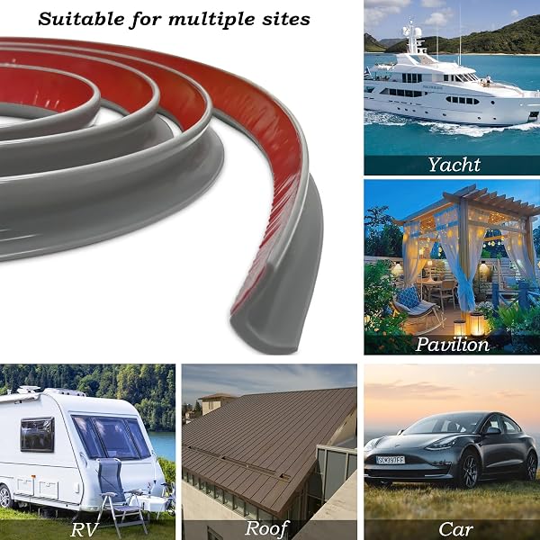 J Shape Gouttière RV, Dos autocollant, Bande de Déviation de Pluie de Toit pour Véhicule, Camion, Camping-car, Bateau, Voiture, Van, Porte, Camping-car - 4