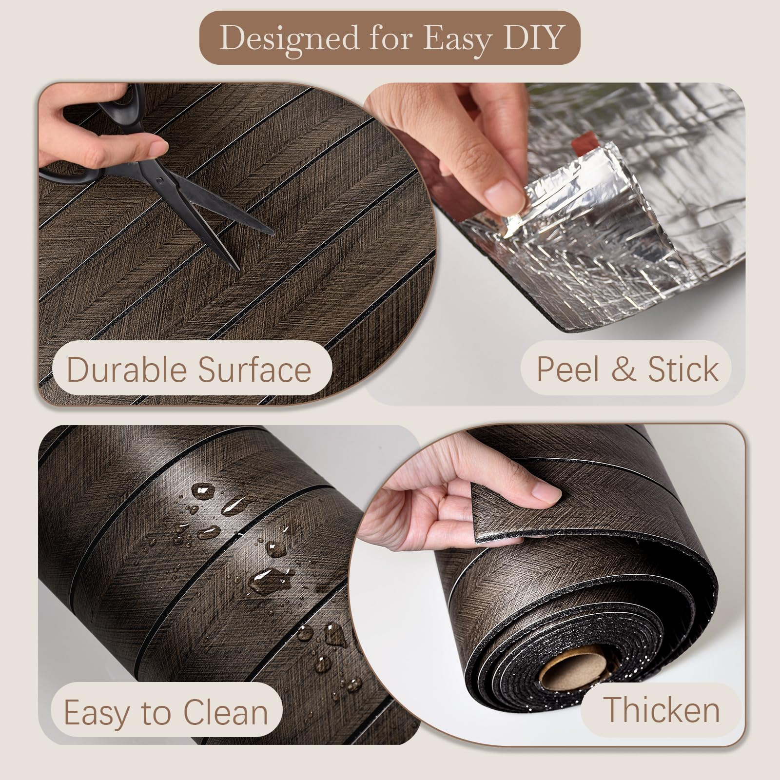 Fititem Panel de pared de listones de PVC para despegar y pegar, 118 x 15.7 pulgadas, autoadhesivo, grueso, imitación de madera de roble, paneles de pared insonorizados 3D para paredes y techos
