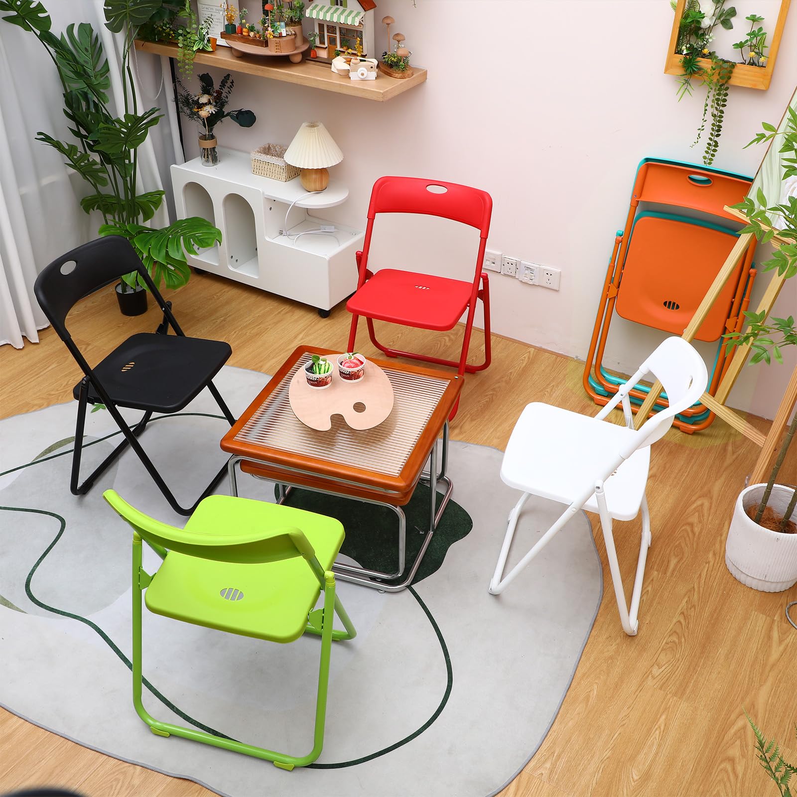 Thyle 12 Pack Folding Plastic Chairs with 330lbs Capacity, Portable Stackable Folding Chairs Bulk Steel Folding Chairs Set Event Chair for Home Office Wedding Party Indoor Outdoor Events, 6 Colors