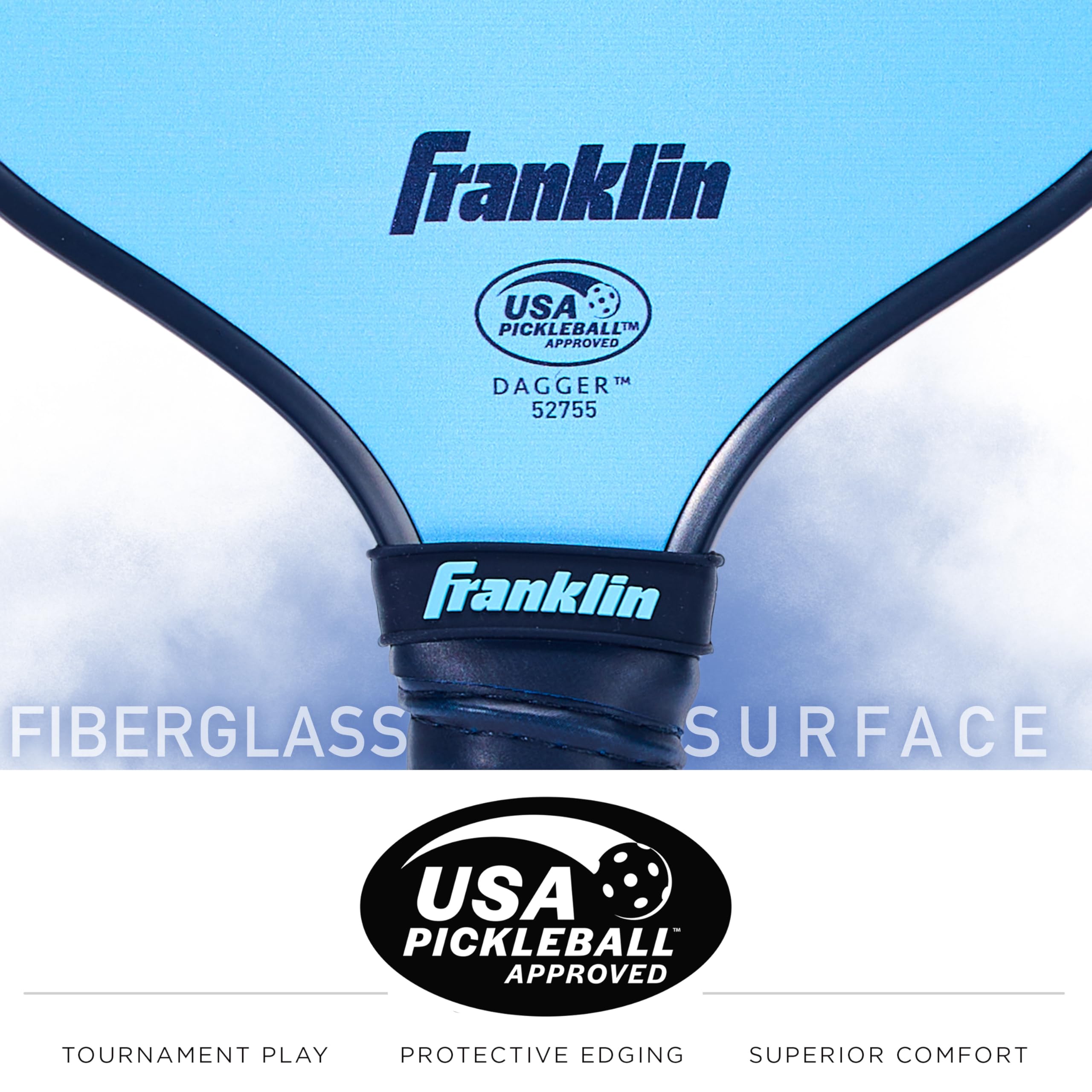 Franklin Sports Set da pickleball con racchette da pickleball in fibra di vetro + 4 palle da pickleball X-40, approvate USAPA, per 2 giocatori e set di palline