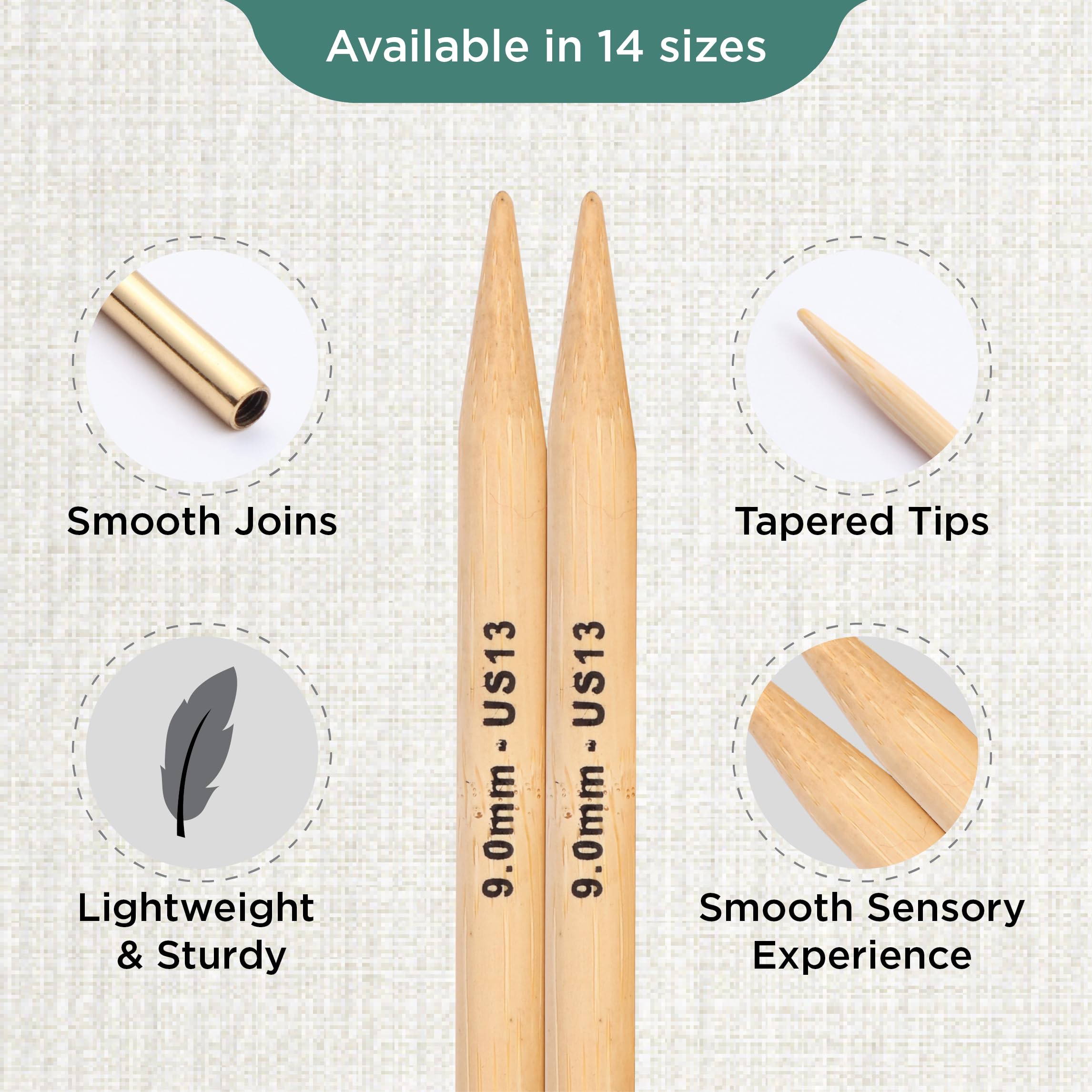 KnitPro Bamboo interchangeable needle tips 9.00mm - 3pcs - Image 3