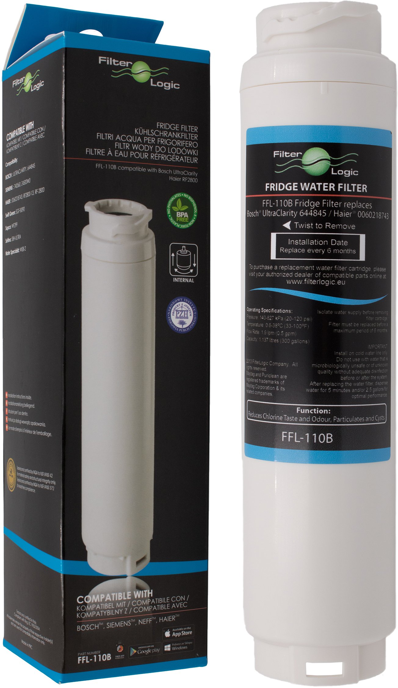 FilterLogic FFL110B Water Filter Compatible with UltraClarity 00740560